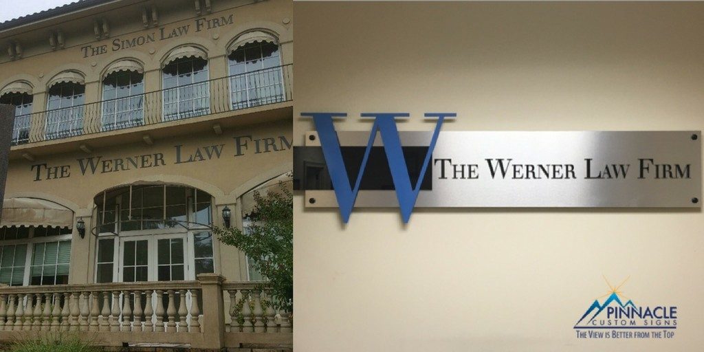 custom building signs for Werner Law Firm - exterior wall graphics