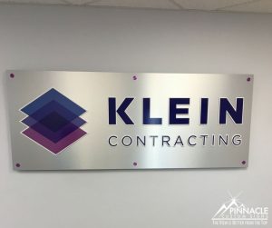 Lobby sign for Klein Contracting