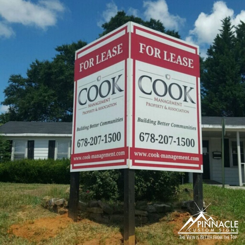 Post and panel signs for commercial real estate